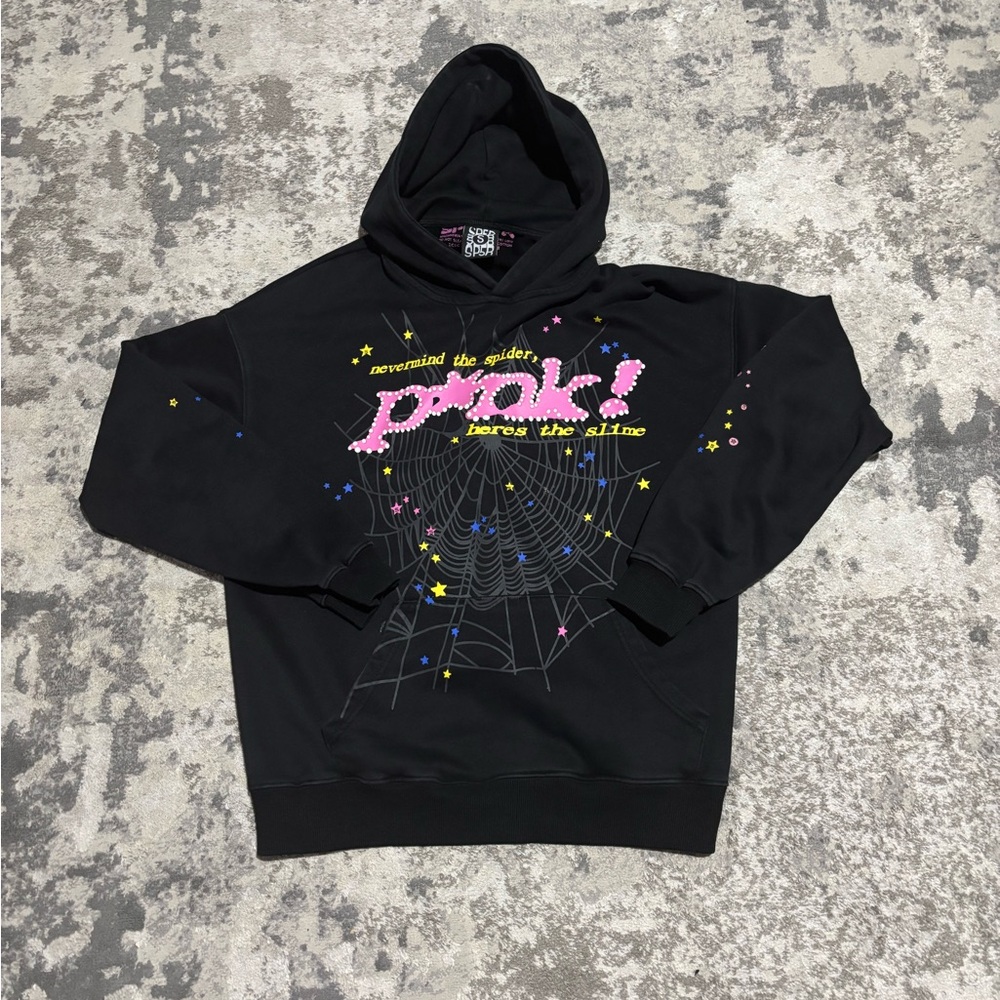 Black Hoodie with Pink Graphic